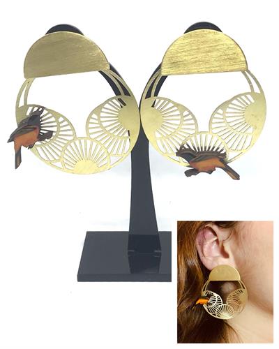 PENDULUM LIMITED COLL -  wooden bird - sun -  orange